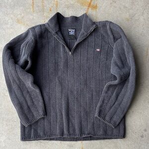 Vintage Polo Jeans Ralph Lauren Quarter Zip Sweater XXL Ribbed Cotton 90s Y2K